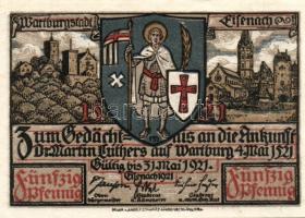 Német Birodalom/Weimari Köztársaság/ Eisenach 1921. 50Pf(6x) 6klf db, teljes sor T:I