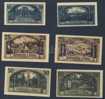 Német Birodalom/Weimari Köztársaság/ Schierke 1921. 10Pf(2x) + 25Pf(2x) + 50Pf(2x) 6klf db, teljes sor T:I