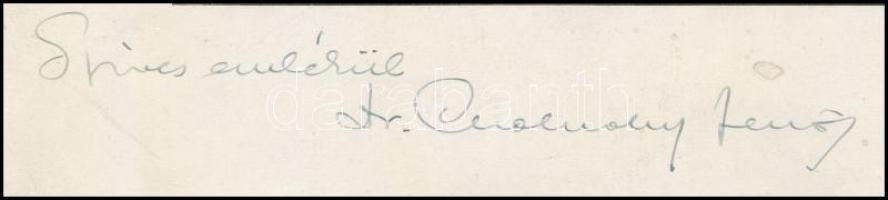 Cholnoky Jenő (1870-1950) földrajztudós, író, egyetemi tanár aláírása egy őt ábrázoló nyomtatott fot...