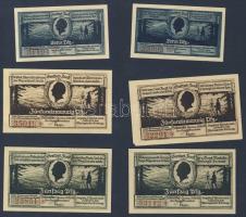 Német Birodalom/Weimari Köztársaság/ Schierke 1921. 10Pf(2x) + 25Pf(2x) + 50Pf(2x) 6klf db, teljes s...