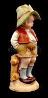 Bertram porcelán kisfiú. Kézzel festett, jelzett, kis kopásokkal. 19,5 cm