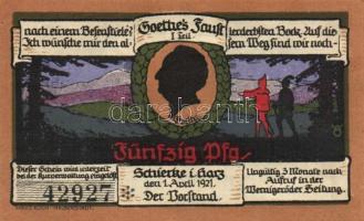 Német Birodalom/Weimari Köztársaság/ Schierke 1921. 10Pf(2x) + 25Pf(2x) + 50Pf(2x) 6klf db, teljes s...