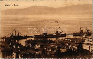 Fiume, Rijeka; Porto / battleships at the port. Ed. Francesco Slocovich 1932. (fl)