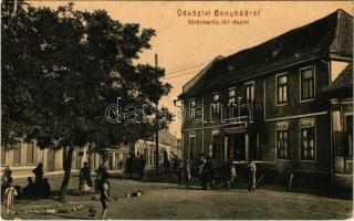 1912 Bonyhád, Vörösmarty tér, gyógyszertár. Hoffer József kiadása 2706. (EK)
