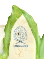 Herendi porcelán rózsa, kézzel festett, jelzett, minimális lepattanással, 8,5×6 cm