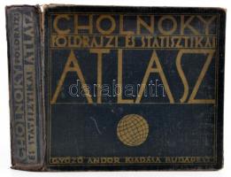 Dr. Cholnoky Jenő (szerk.): Földrajzi és statisztikai atlasz. 78 fő és 155 melléktérkép, világstatisztika. Bp., 1934, Győző Andor. Harmadik, javított kiadás. Egészvászon kötésben, sérült gerinccel.