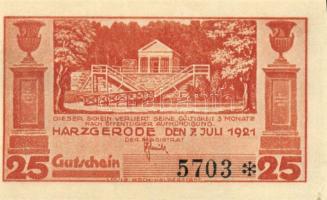 Német Birodalom/Weimari Köztársaság/ Harzgerode 1921. 25Pf + 50Pf + 75Pf 3klf db, teljes sor T:I