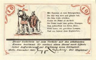 Német Birodalom/Weimari Köztársaság/ Melle 1921. 10Pf(2x) 25Pf(2x) + 50Pf(2x) 6klf db, teljes sor T:...