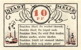 Német Birodalom/Weimari Köztársaság/ Melle 1921. 10Pf(2x) 25Pf(2x) + 50Pf(2x) 6klf db, teljes sor T:...
