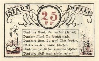 Német Birodalom/Weimari Köztársaság/ Melle 1921. 10Pf(2x) 25Pf(2x) + 50Pf(2x) 6klf db, teljes sor T:...