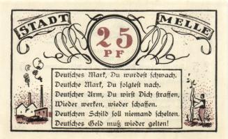 Német Birodalom/Weimari Köztársaság/ Melle 1921. 10Pf(2x) 25Pf(2x) + 50Pf(2x) 6klf db, teljes sor T:...