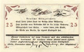 Német Birodalom/Weimari Köztársaság/ Melle 1921. 10Pf(2x) 25Pf(2x) + 50Pf(2x) 6klf db, teljes sor T:...