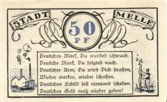 Német Birodalom/Weimari Köztársaság/ Melle 1921. 10Pf(2x) 25Pf(2x) + 50Pf(2x) 6klf db, teljes sor T:...