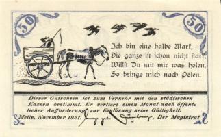 Német Birodalom/Weimari Köztársaság/ Melle 1921. 10Pf(2x) 25Pf(2x) + 50Pf(2x) 6klf db, teljes sor T:...