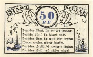 Német Birodalom/Weimari Köztársaság/ Melle 1921. 10Pf(2x) 25Pf(2x) + 50Pf(2x) 6klf db, teljes sor T:...