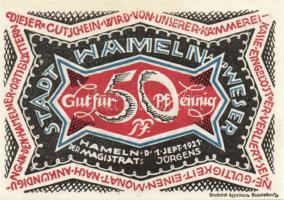 Német Birodalom/Weimari Köztársaság/ Hameln 1921. 50Pf(6x) 6klf db, teljes sor T:I