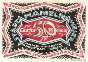 Német Birodalom/Weimari Köztársaság/ Hameln 1921. 50Pf(6x) 6klf db, teljes sor T:I