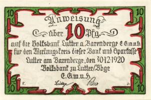 Német Birodalom/Weimari Köztársaság/ Lutter am Barenberge 1920. 10Pf + 25Pf + 50Pf 3klf db, teljes s...