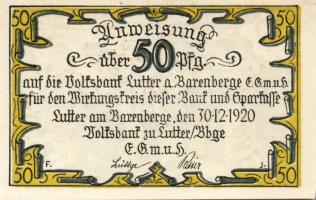 Német Birodalom/Weimari Köztársaság/ Lutter am Barenberge 1920. 10Pf + 25Pf + 50Pf 3klf db, teljes s...