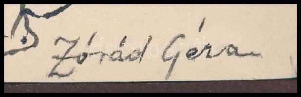Zórád Géza (1886-1944): Kétbalkezes. Tus, papír. Jelzett. 22x16,5 cm