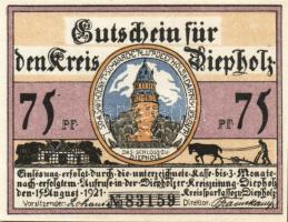 Német Birodalom/Weimari Köztársaság/ Diepholz 1921. 50Pf(2x) + 75Pf(2x) 4klf db, teljes sor T:I