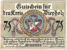 Német Birodalom/Weimari Köztársaság/ Diepholz 1921. 50Pf(2x) + 75Pf(2x) 4klf db, teljes sor T:I