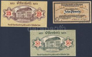 Német Birodalom/Weimari Köztársaság/ Osterholz 1921. 10Pf + 25Pf + 50Pf 3klf db, teljes sor T:I