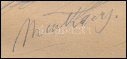 Munkácsy jelzéssel: Alakok. Ceruza, papír, sérült, foltos, 34,5x25 cm