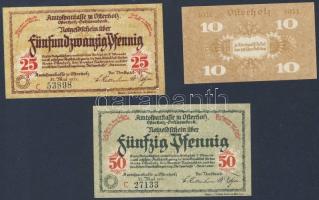 Német Birodalom/Weimari Köztársaság/ Osterholz 1921. 10Pf + 25Pf + 50Pf 3klf db, teljes sor T:I