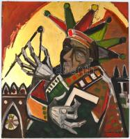 Kondor jelzéssel: Király. Olaj, farost, faroston több lyukkal, 55x51 cm