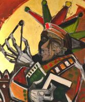 Kondor jelzéssel: Király. Olaj, farost, faroston több lyukkal, 55x51 cm