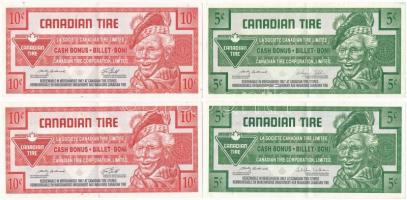 Kanada 205-2009. 5c (2x) + 10c (2x) "Canadian Tire Corportaion Limited" vásárlási utalvány T:II- Canada 2005-2009. 5 Cents (2x) + 10 Cents (2x) "Canadian Tire Corportaion Limited" purchase voucher C:VF