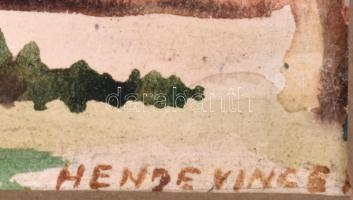 Hende Vince (1892-1957): Görömbölytapolca fürdő. Akvarell, papír, jelzett, paszpartuban, 26x18 cm