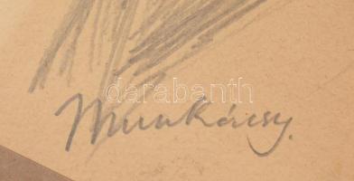 Munkácsy jelzéssel: Próféta. Ceruza, papír, üvegezett fa keretben, 29x22,5 cm