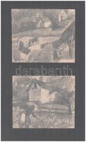 Deli Antal (1886-1960): 2 db ceruzarajz. Jelzés nélkül 19x16,5 cm
