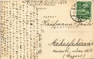 1910 Flotten-Manöver / Osztrák-magyar hajóraj manőverezés közben. Titkosírással írt lap / Squadra in...