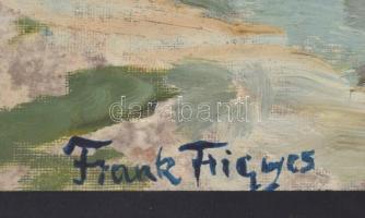 Frank jelzéssel: Táj. Olaj, papír, üvegezett fa keretben, 29,5x37,5 cm