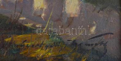 Gyertyáni Németh Gyula (1892-1946): Hölgyek a parton. Olaj, farost. Jelzett. Keretben. 35x24 cm