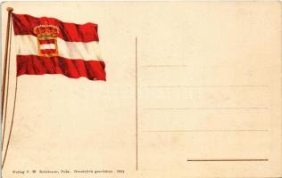 Flottille / WWI Austro-Hungarian Navy, K.u.K. Kriegsmarine flotilla, naval squadron at sea. Litho na...