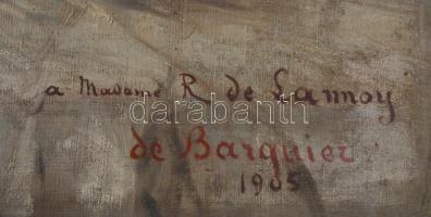 De Barquier 1905 jelzéssel, feltehetően francia festő alkotása: Csendélet virágokkal és narancsokkal...