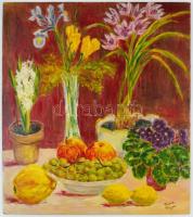 Frank jelzéssel: Csendélet. Olaj, farost, 68x60 cm