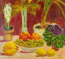 Frank jelzéssel: Csendélet. Olaj, farost, 68x60 cm