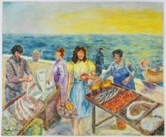 Istókovits jelzéssel: Halászok. Olaj, farost, 68x82,5 cm