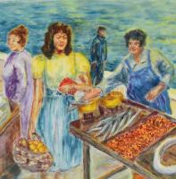 Istókovits jelzéssel: Halászok. Olaj, farost, 68x82,5 cm