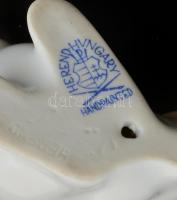 Herendi porcelán nyuszi, kézzel festett, jelzett, hibátlan, m: 10 cm