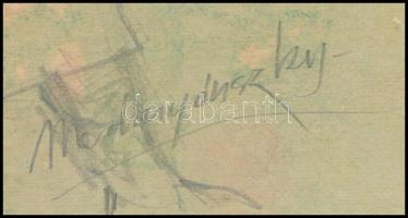 Mednyánszky jelzéssel: Lövészárok. Ceruza, akvarell, papír, sérült, foltos, 25x33 cm