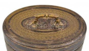 Alpakka cukrosdoboz, kopottas állapotban 9x12,5x11 cm