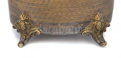 Alpakka cukrosdoboz, kopottas állapotban 9x12,5x11 cm