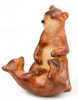 Birkózó medvék, kézzel festett, jelzés nélkül, hibátlan, m: 11,5 cm
