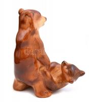 Birkózó medvék, kézzel festett, jelzés nélkül, hibátlan, m: 11,5 cm